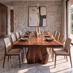 Contemporary Dining Table with Asymmetrical Edge Top, solid wood, built to order