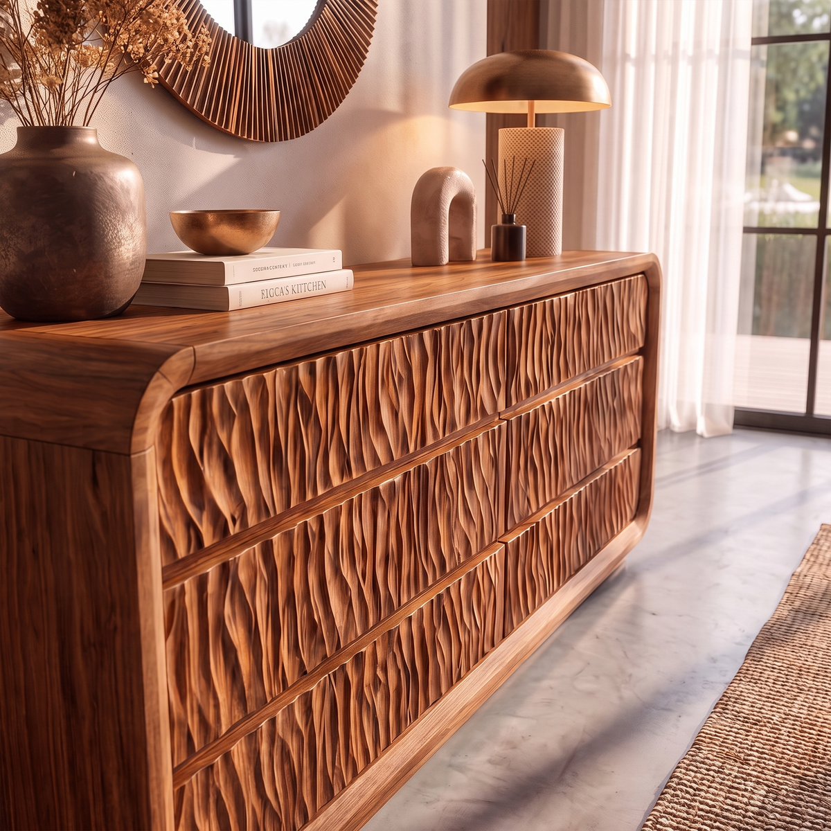 Modern Bedroom Dresser with Soft Curved Edges and Simple Multi Drawer Design, solid wood, built to order, view 2