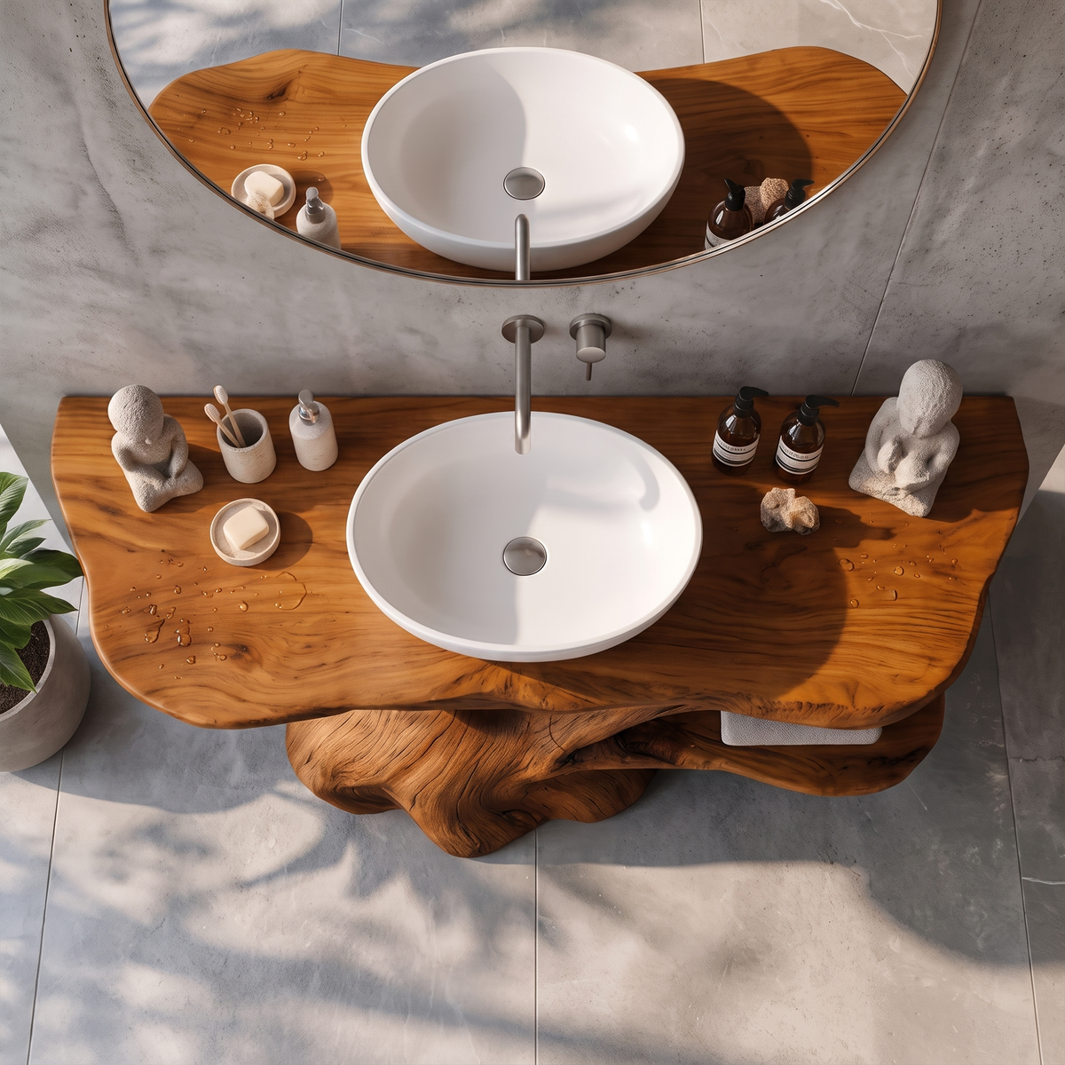 Organic Bathroom Vanity with Sculptural Tree Root Base, solid wood, built to order, view 3