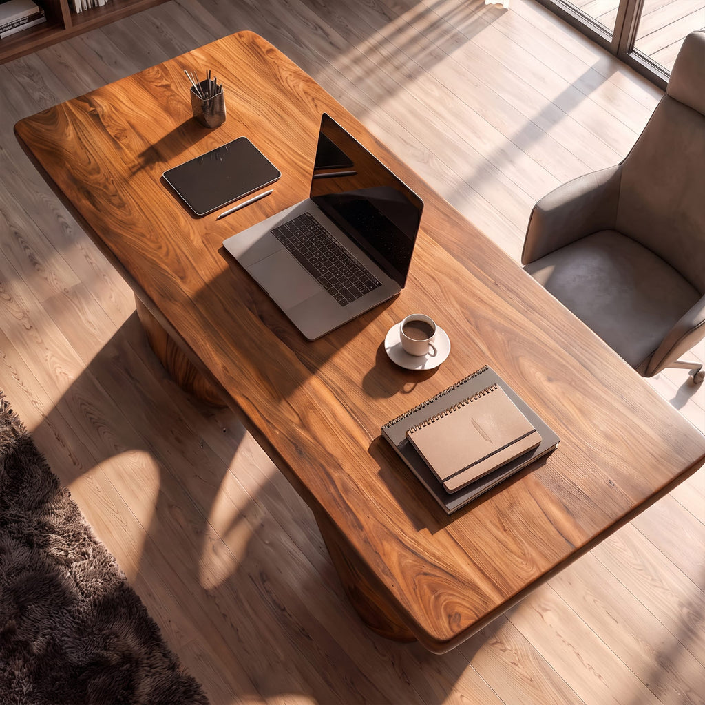 Contemporary Desk with Flowing Sculptural Legs, solid wood, built to order