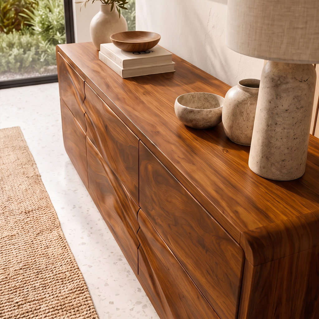 Minimalist Small Dresser with Clean Low Profile Frame, solid wood, built to order, view 3