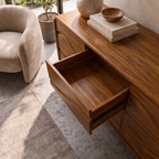 Contemporary Low Dresser with Embossed Grain Front and Curved Corners, solid wood, built to order, view 3