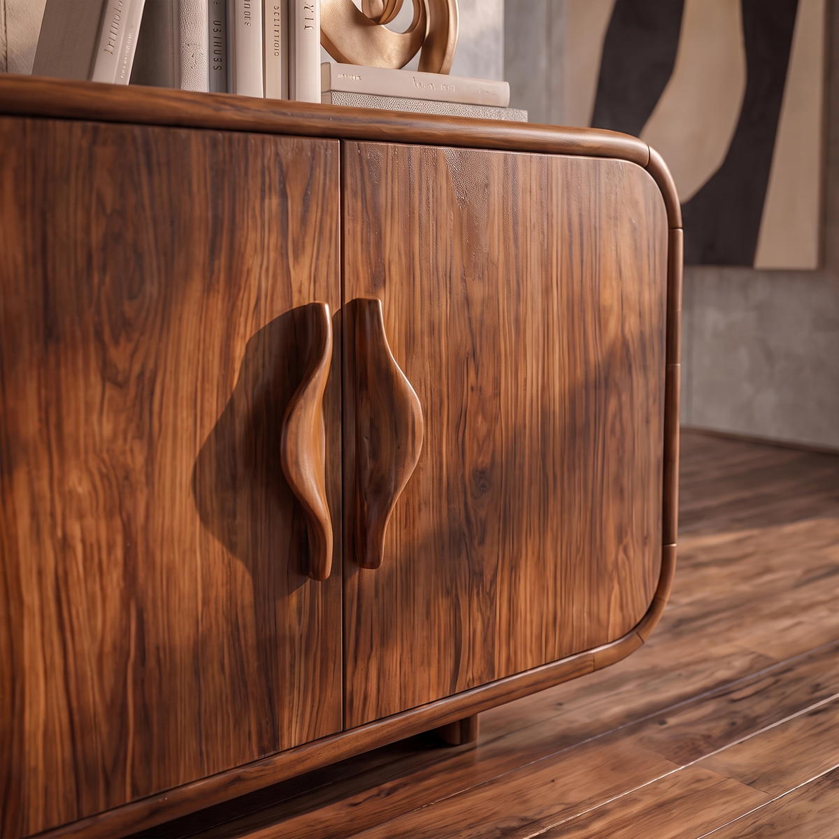 Minimalist Sideboard with Side Compartments, solid wood, built to order, view 3