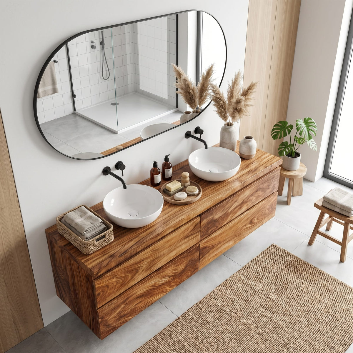 Rustic Bathroom Vanity Cabinet Wall Mounted Vanity, solid wood, built to order