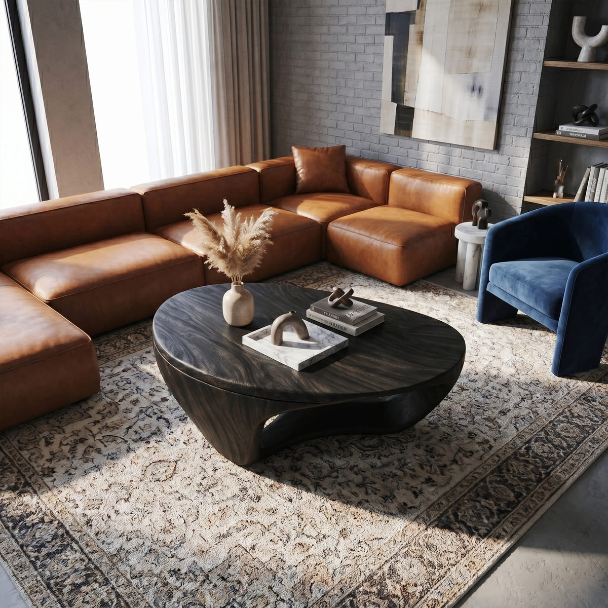 Contemporary Sculptural Coffee Table, solid wood, built to order