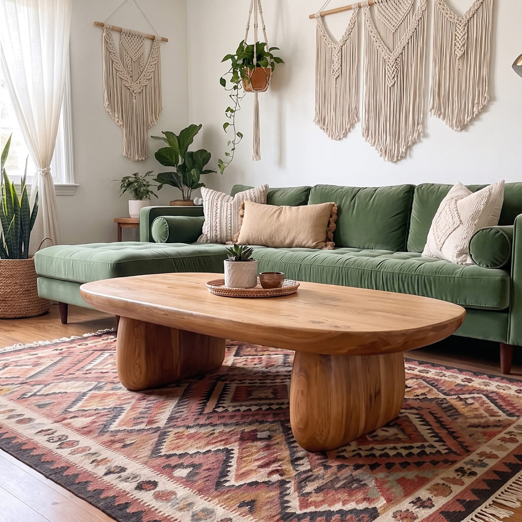 Contemporary Coffee Table with Column Form, solid wood, built to order