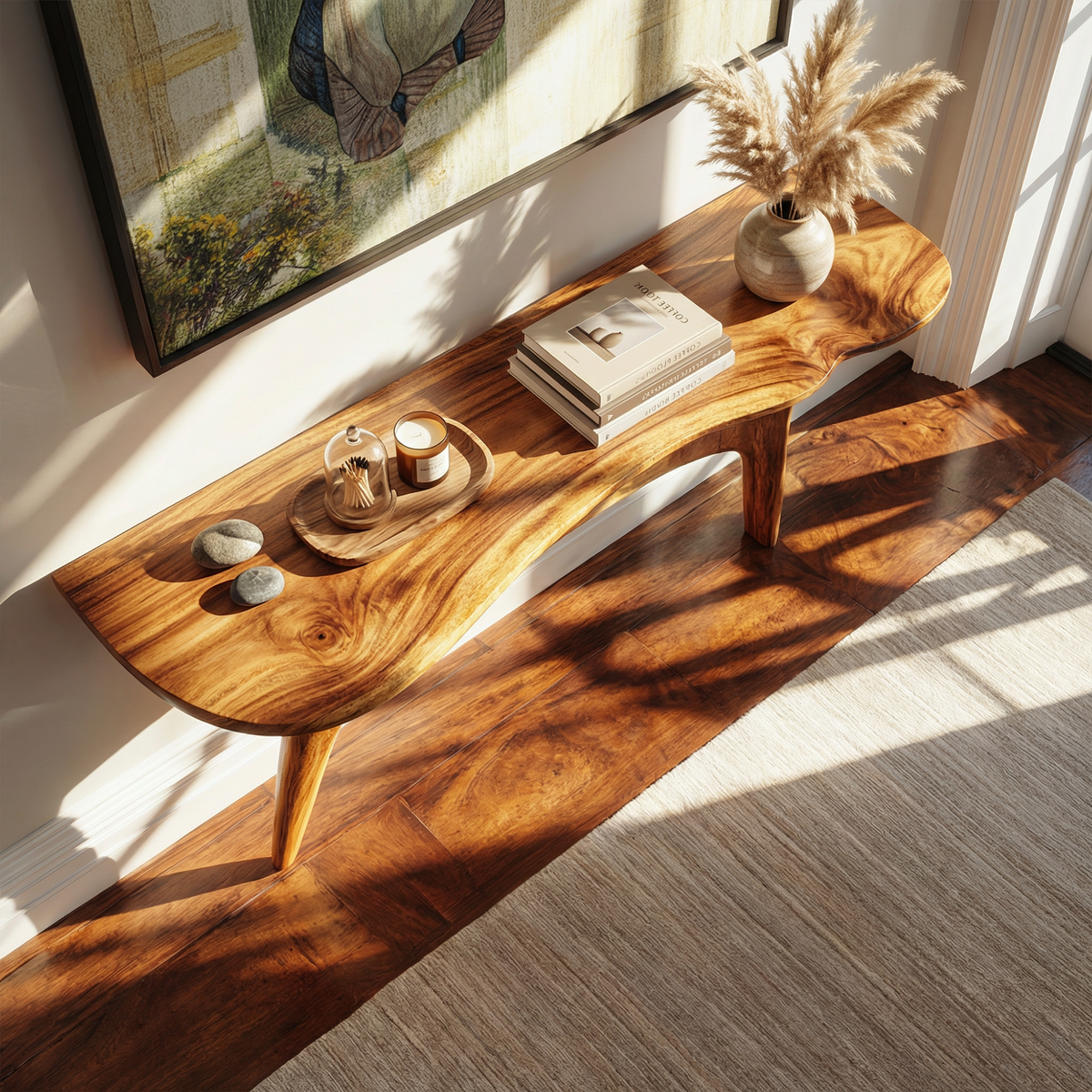 Organic Sculptural Console Table, solid wood, built to order, view 3