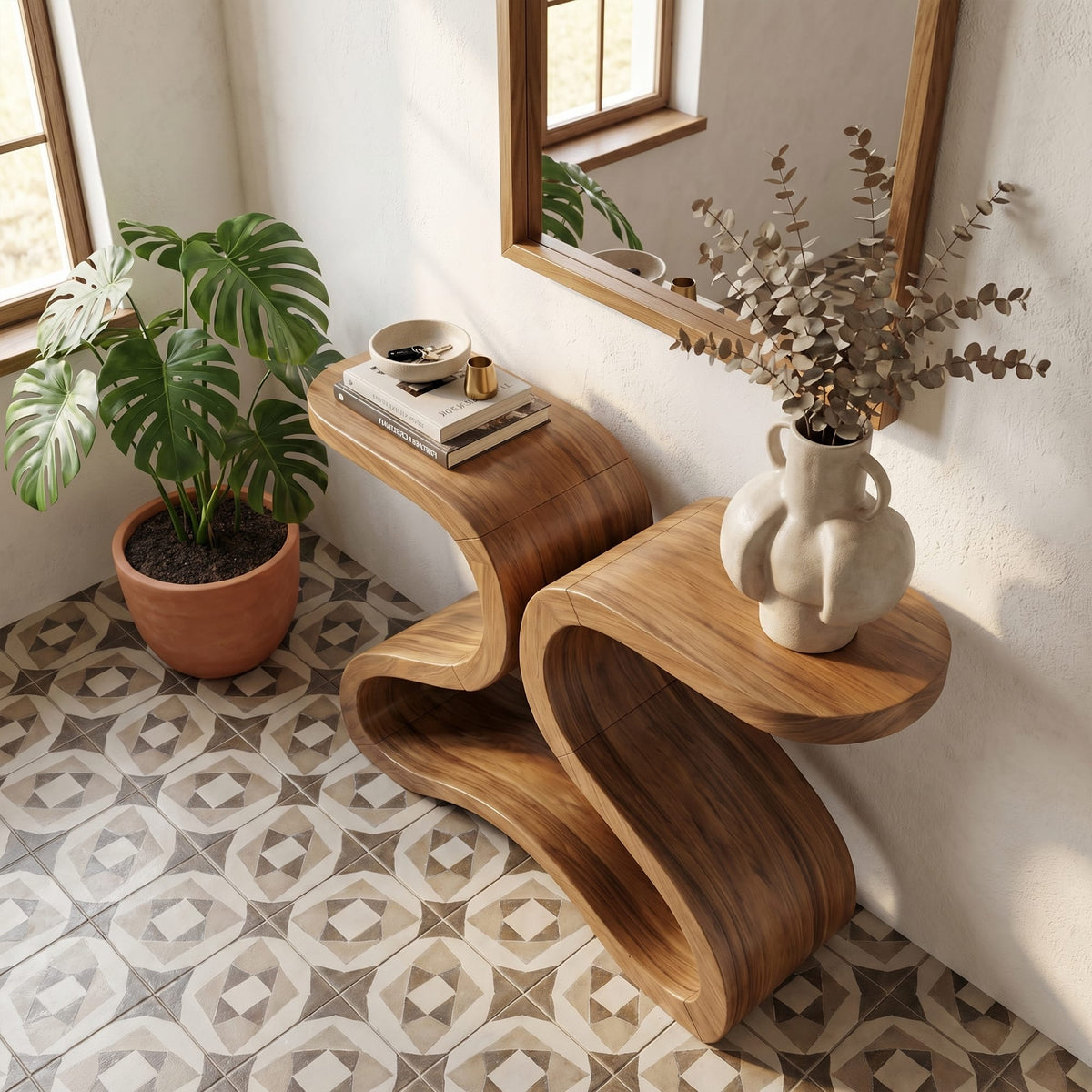 Curved Credenza Console Table