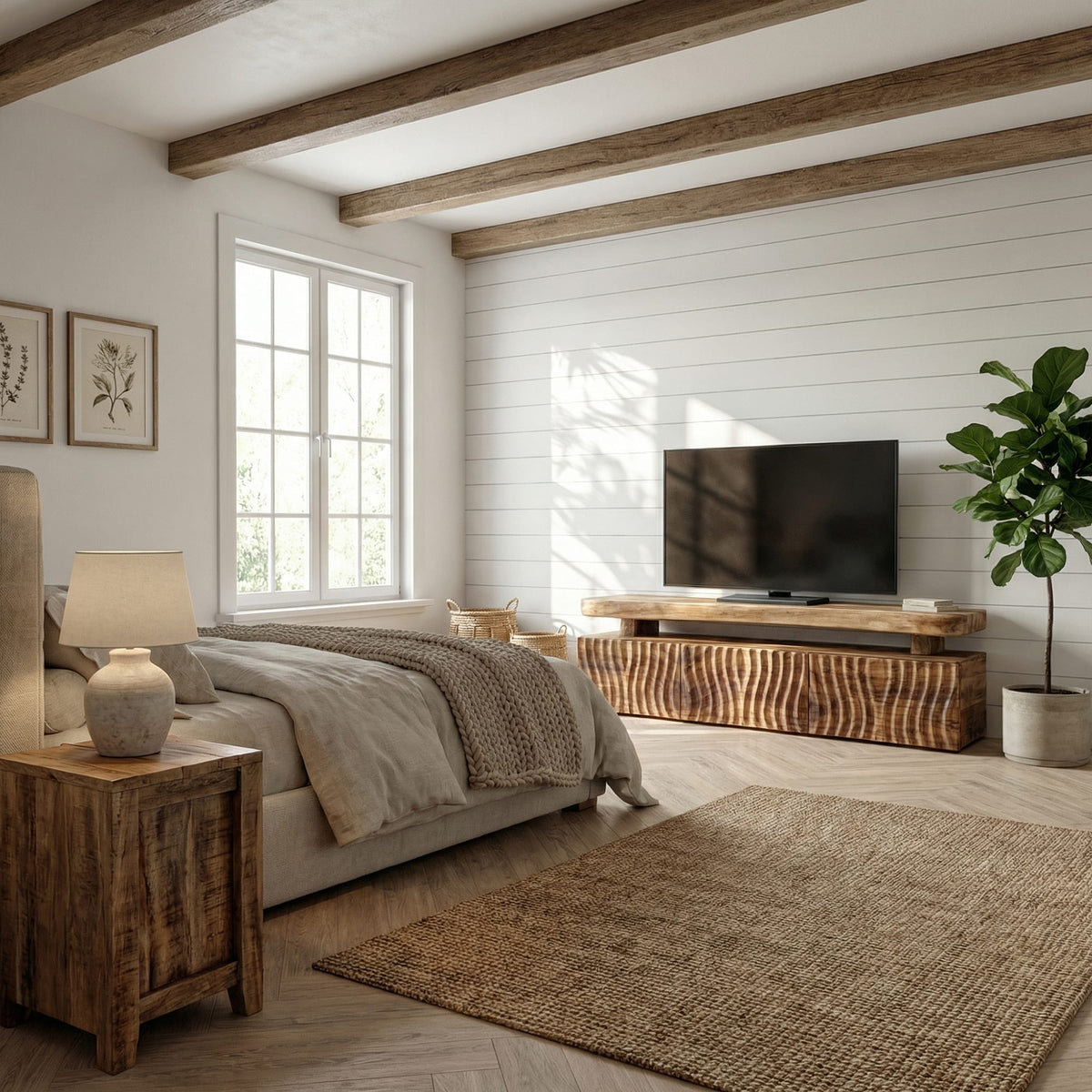 Modern Wave Pattern TV Cabinet