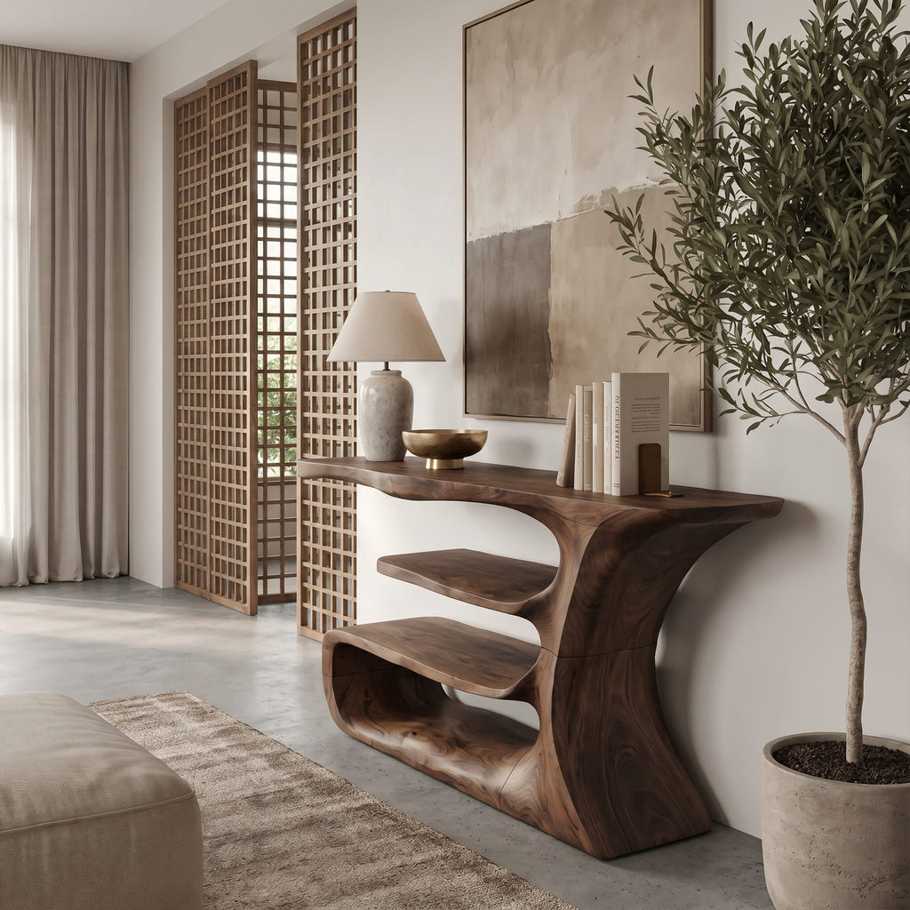 Sculptural Solid Artistic Console Table