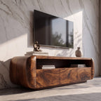 Contemporary TV Cabinet with Sculptural Form, solid wood, built to order