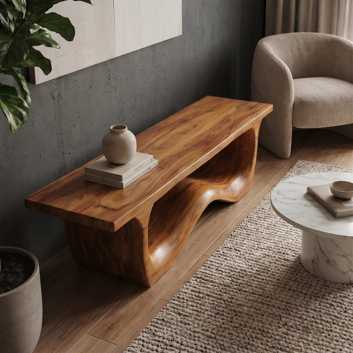 Sculptural Foyer Bench