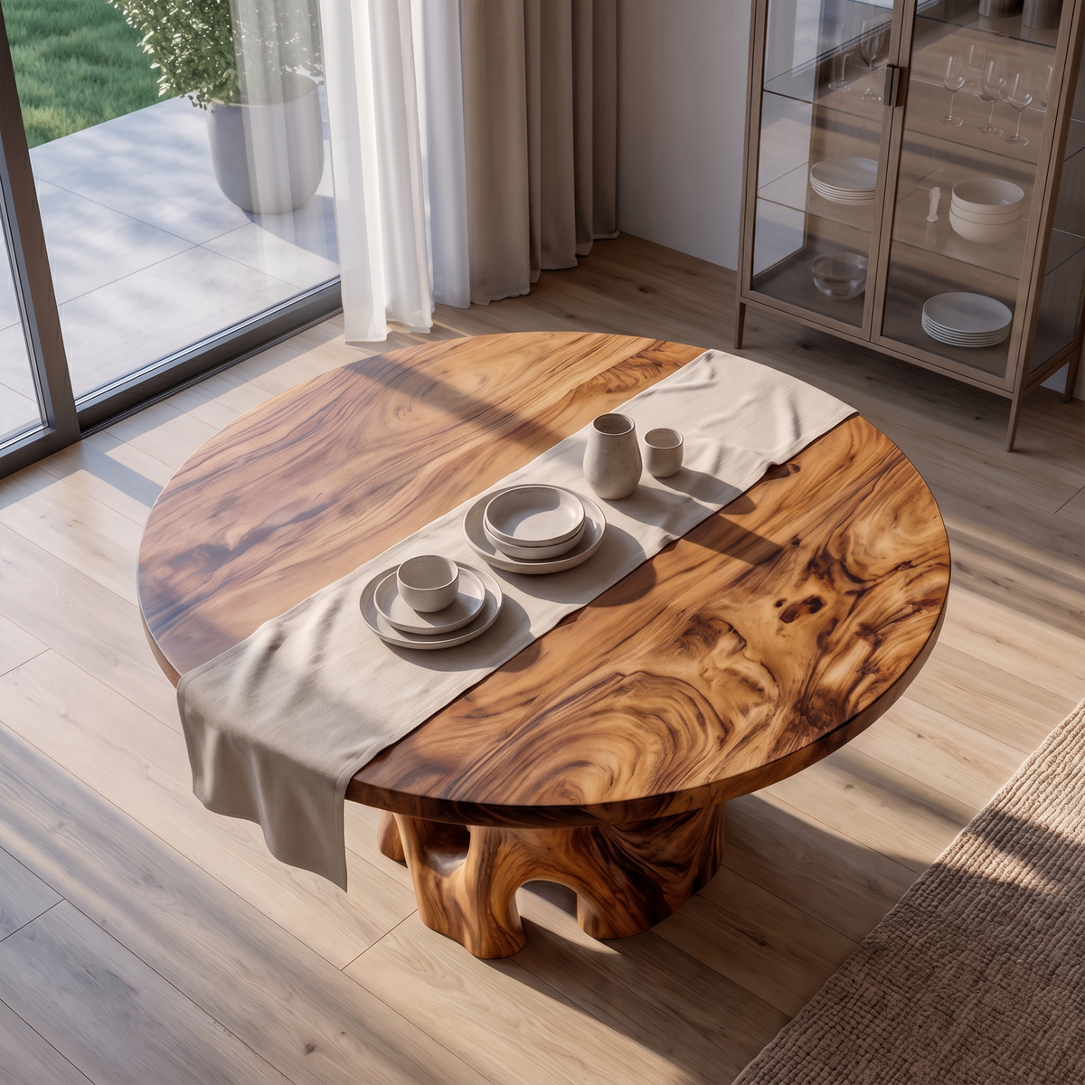 Organic Round Dining Table with Nature Inspired Cutout Form, solid wood, built to order, view 3