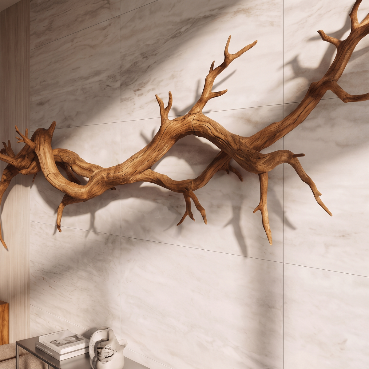 Flowing Branch Solid Wall Sculpture Organic Interior Decor, solid wood, built to order, view 3