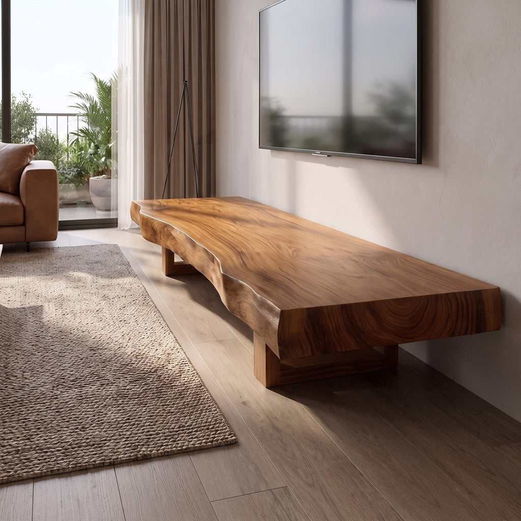Mid Century TV Console Live Edge Wood Master Bedroom, solid wood, built to order