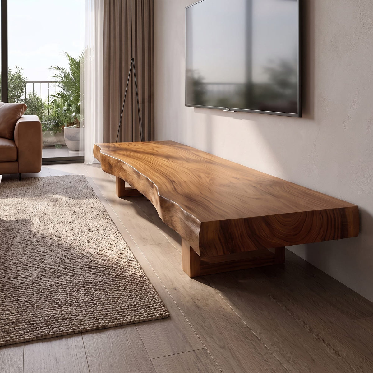 Mid Century TV Console Live Edge Wood Master Bedroom, solid wood, built to order