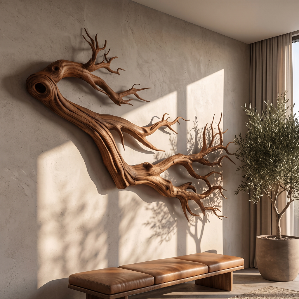Freeform Wood Branch Wall Art Sculptural Interior Decor, solid wood, built to order, view 3