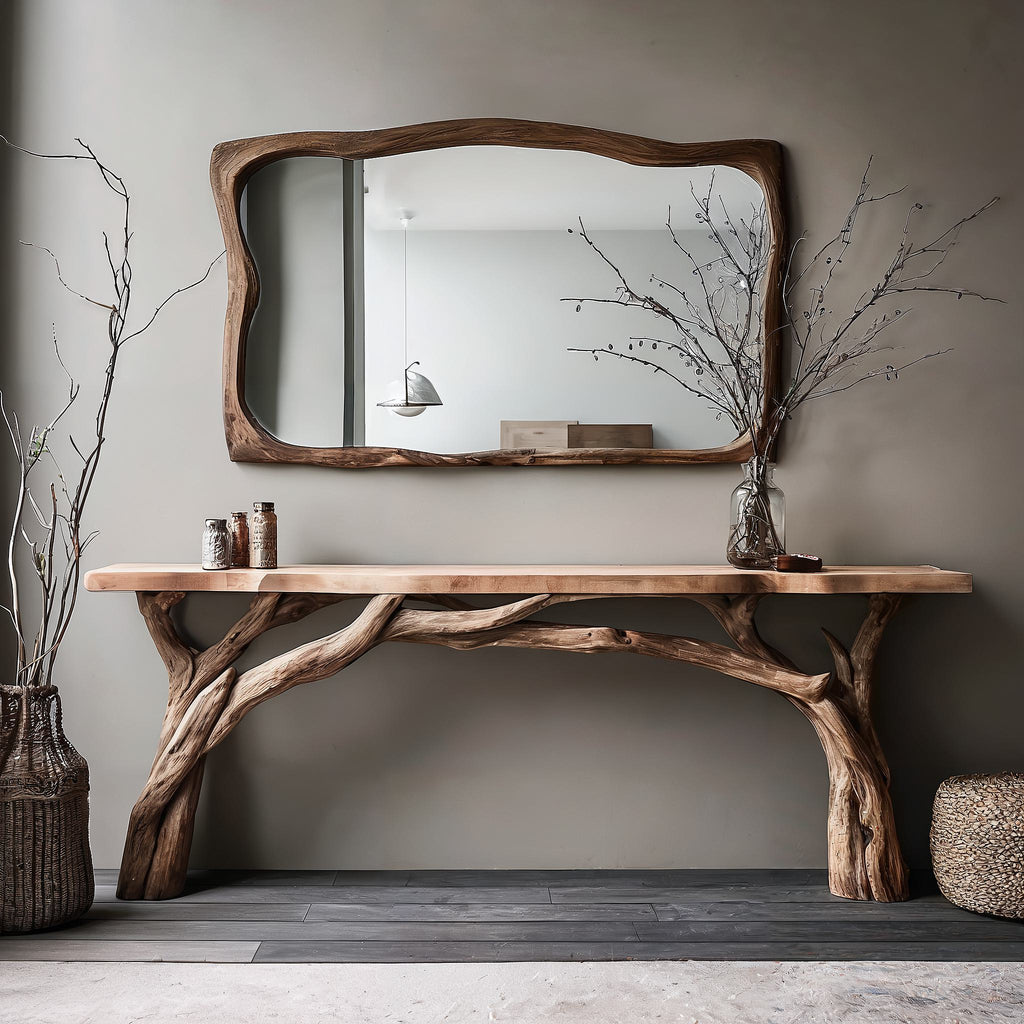 Decorative Wooden Floating Edge Console Table, solid wood, built to order