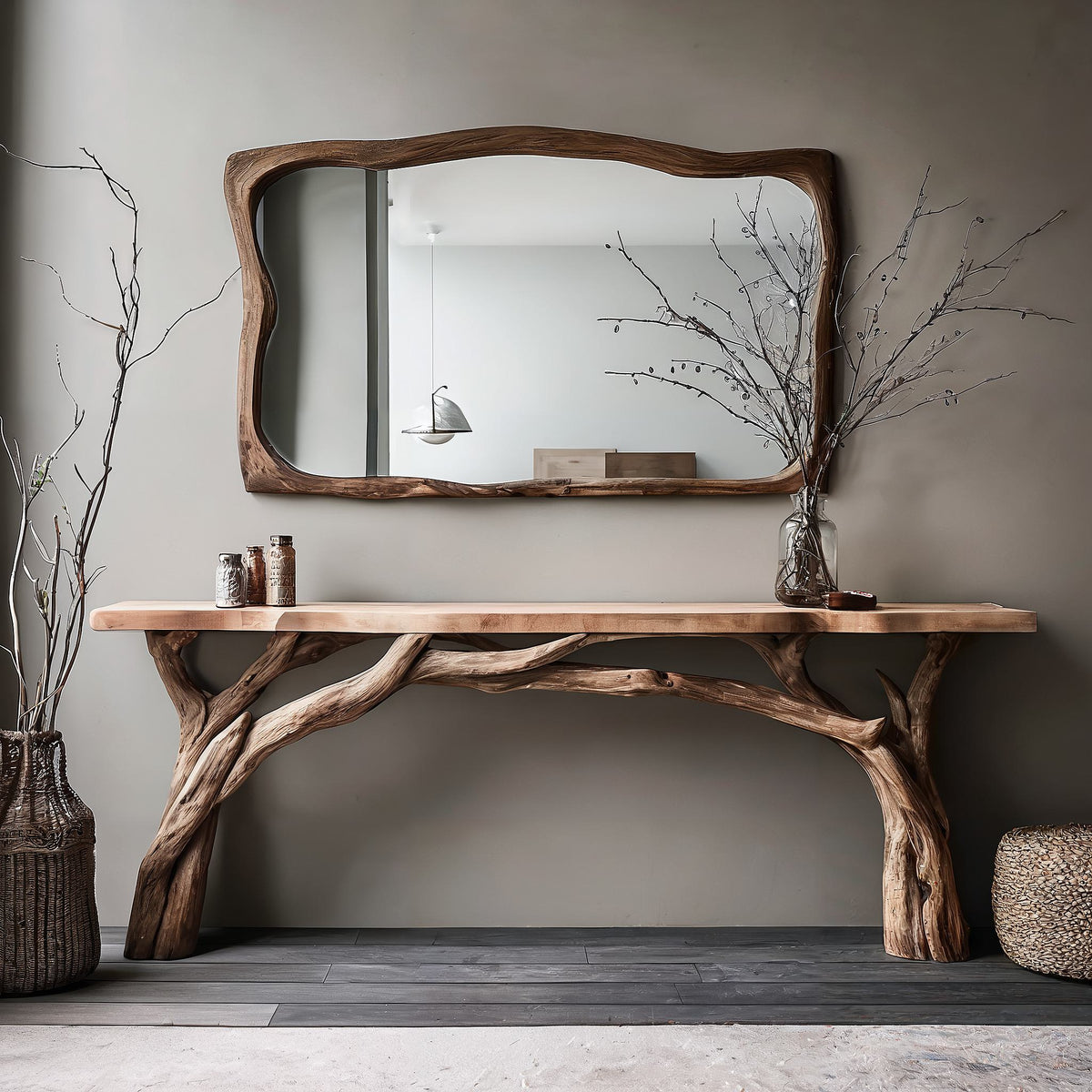 Decorative Wooden Floating Edge Console Table, solid wood, built to order