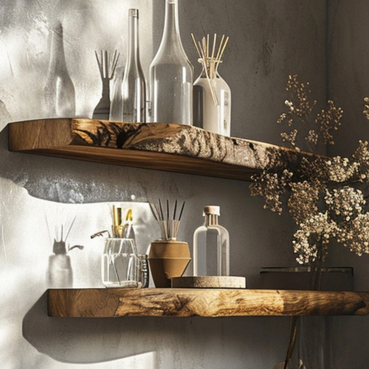 Live Edge Floating Shelves Wall Mounted, solid wood, built to order