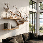Handcrafted Tree Branch Floating Shelf, solid wood, built to order