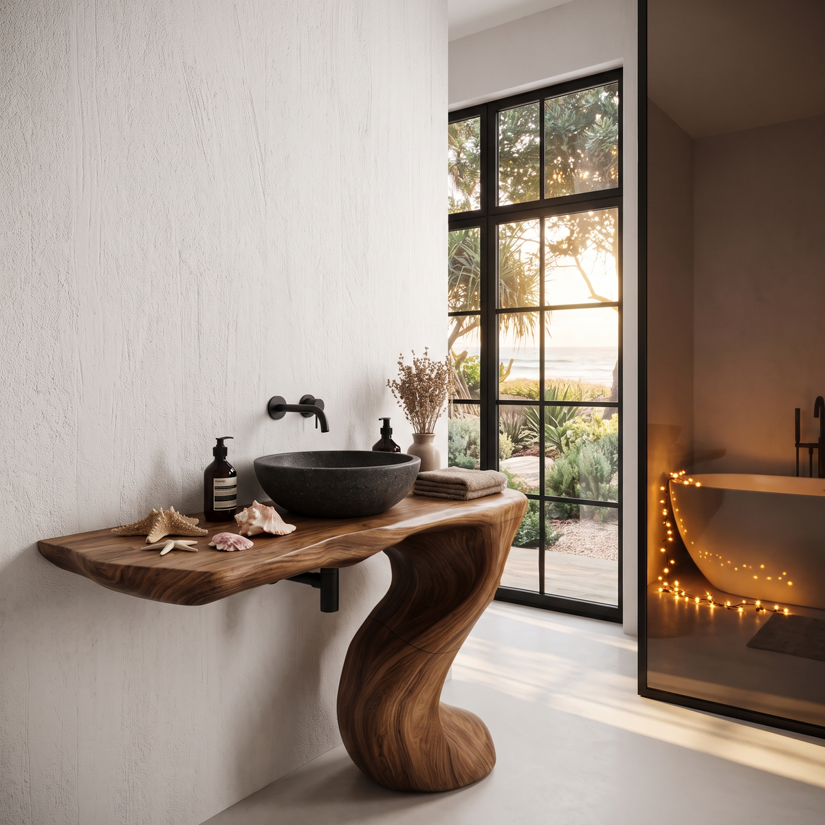 Organic Modern Bathroom Vanity with Tree Root Inspired Design, solid wood, built to order, view 3