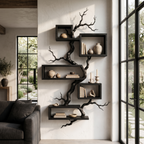 Organic Sculptural Floating Shelf with Tree Branch Design, solid wood, built to order, view 3