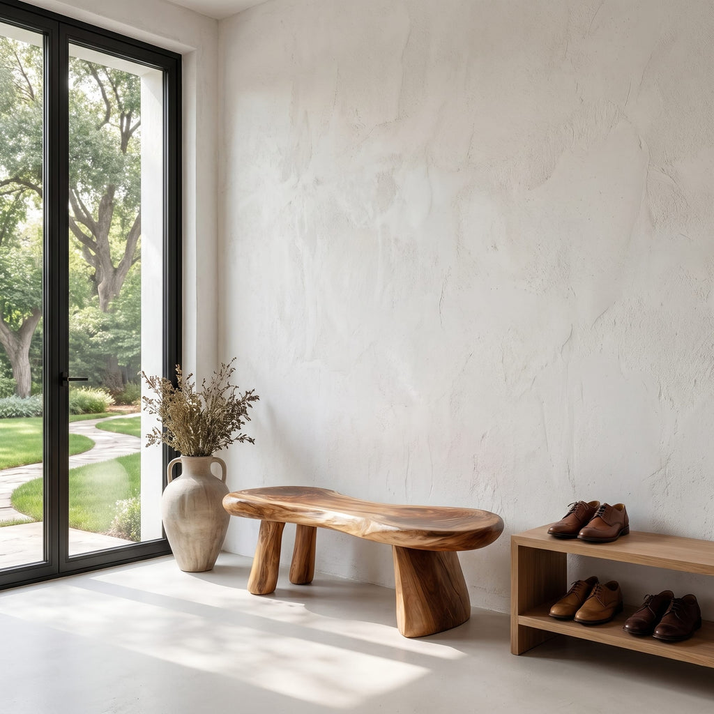 Rustic Bench Tree Slab Design, solid wood, built to order