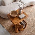 Contemporary Sculptural Side Table with Tree Inspired Base, solid wood, built to order