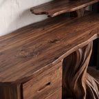 Contemporary Writing Desk with Tree Silhouette, solid wood, built to order