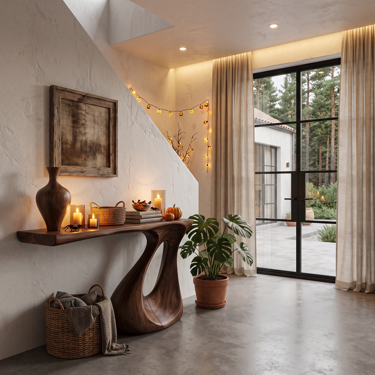 Contemporary Statement Console Table with Curved Open Base, solid wood, built to order, view 2