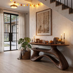 Modern Entryway Table with Open Storage Shelf and Hollow Frame, solid wood, built to order