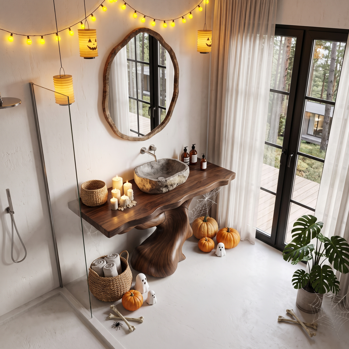 Organic Sculptural Bathroom Vanity with Twisted Tree Form, solid wood, built to order, view 2