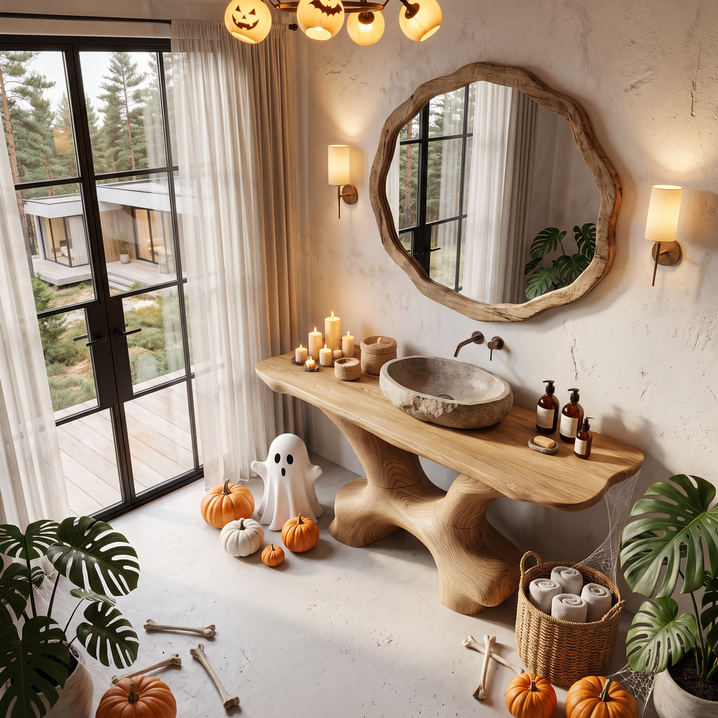 Modern Statement Bathroom Vanity with Sculptural Branch Frame, solid wood, built to order, view 2