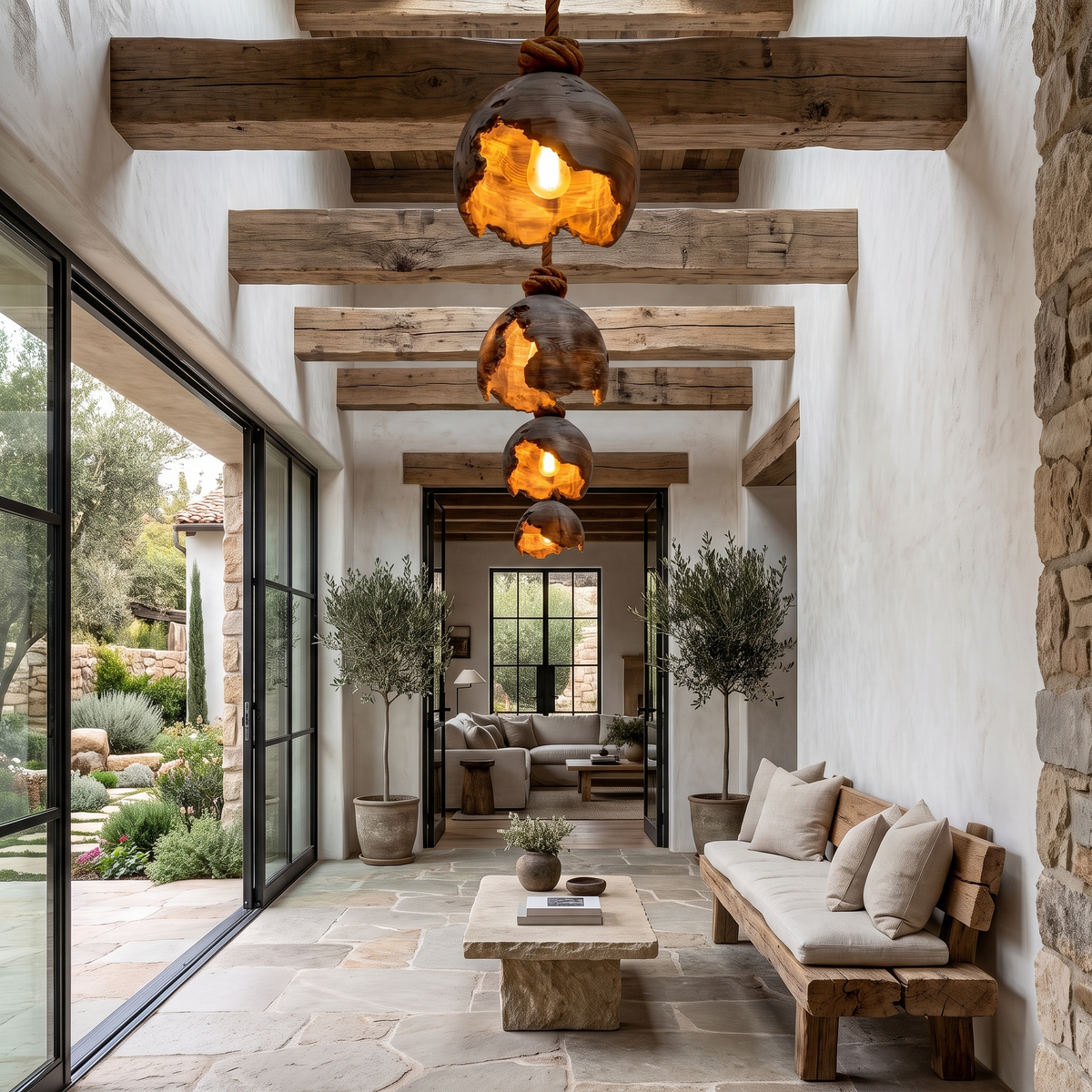 Minimalist Pendant Lamp with Sculptural Design, solid wood, built to order, view 8