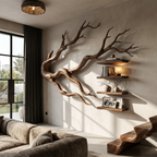 Organic Tree Bookcase with Flowing Wall Mounted Branches, solid wood, built to order, view 8