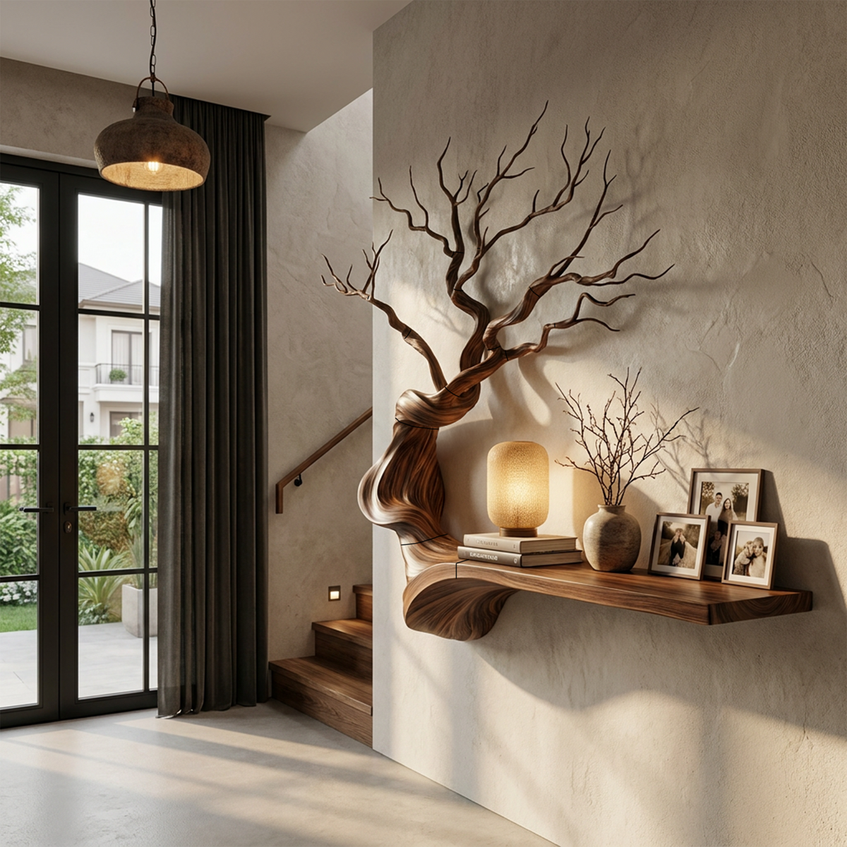 Organic Tree Bookcase with Flowing Branch Shelves, solid wood, built to order, view 8