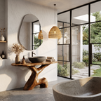 Contemporary Sculptural Bathroom Vanity Freestanding Sink Console, solid wood, built to order, view 2