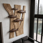 Contemporary Fish Wall Decor with Sculptural River Scene, solid wood, built to order