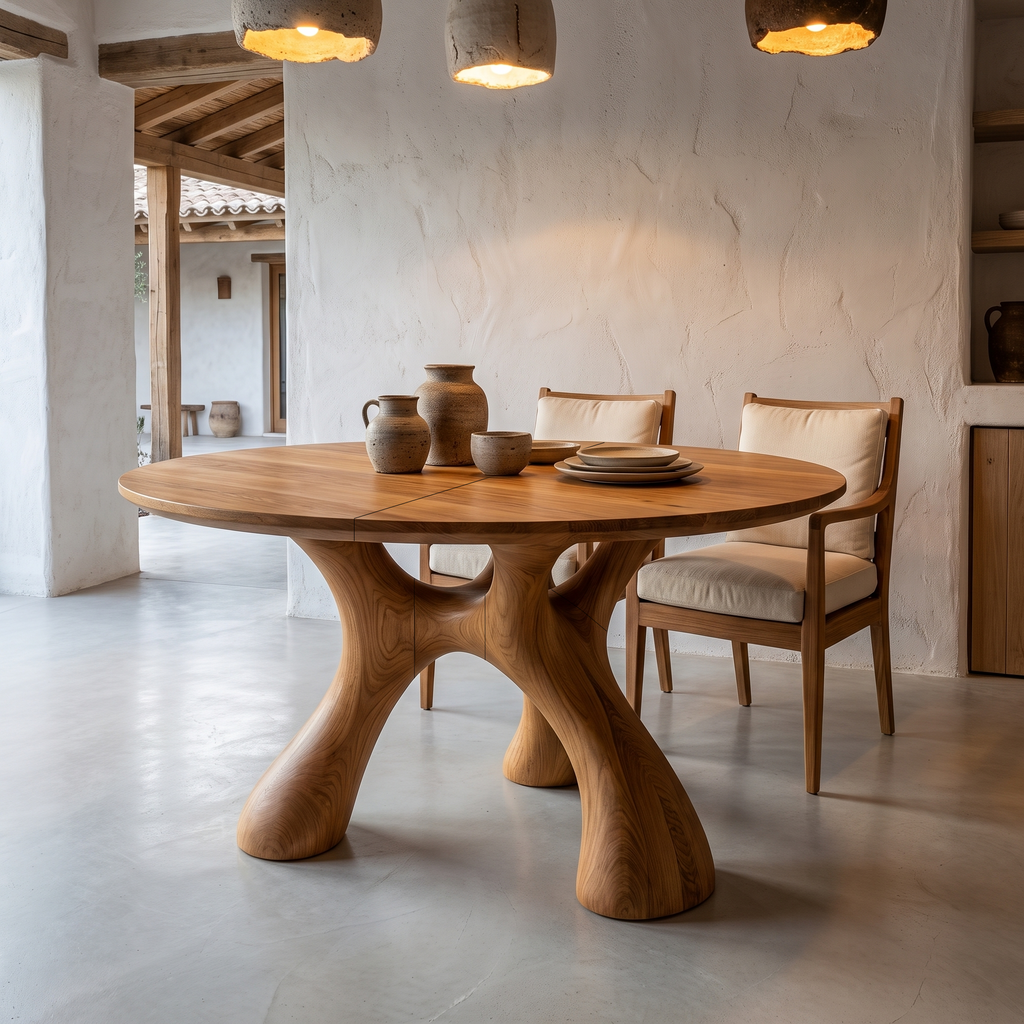 Organic Round Dining Table with Sculptural Infinity Design, solid wood, built to order, view 7