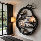 Organic Floating Shelf with Circular Tree Branch Design, solid wood, built to order, view 2