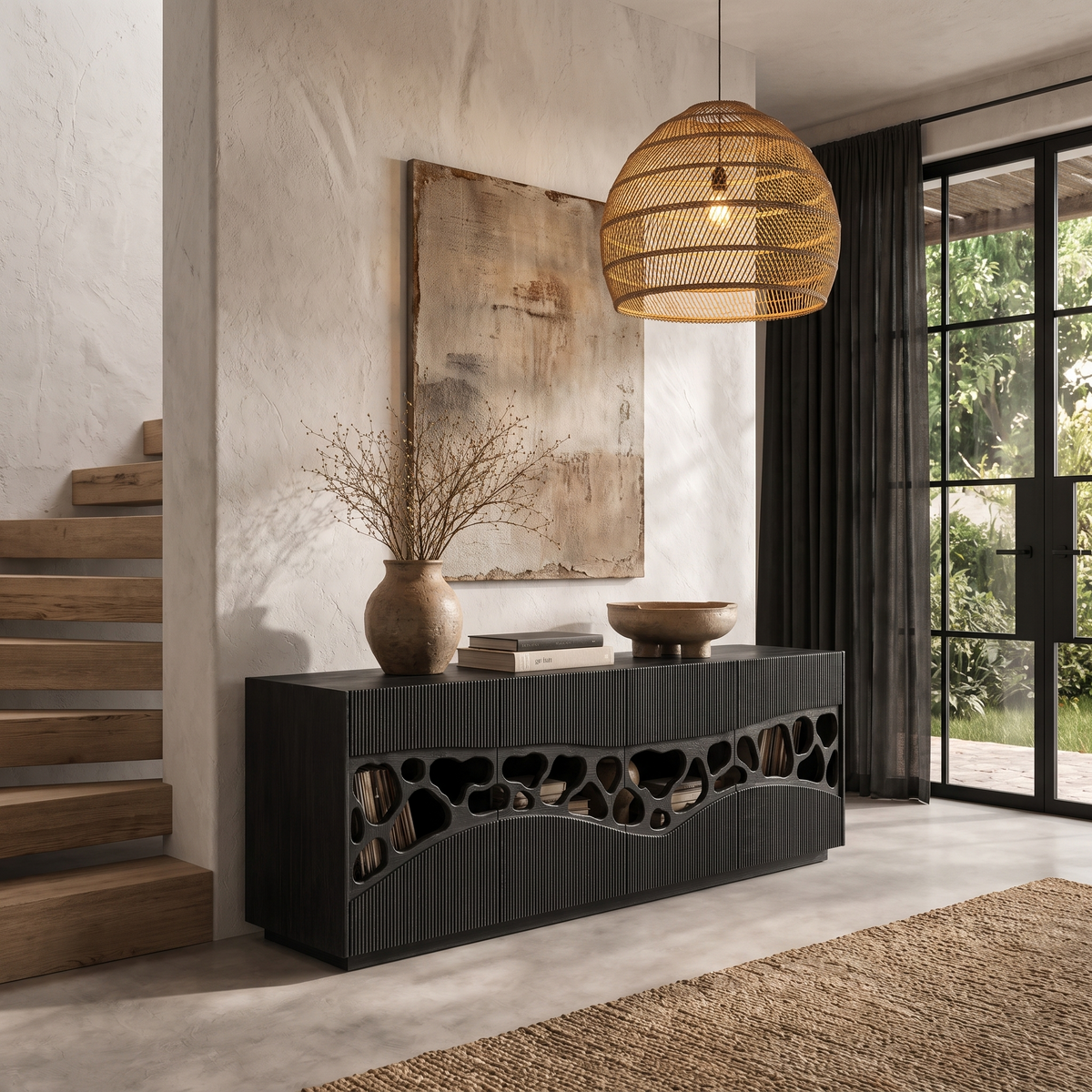 Contemporary Sideboard with Organic Cutout Design, solid wood, built to order, view 3