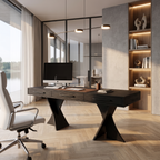 Minimalist X Frame Desk Computer Desk, solid wood, built to order, view 2