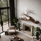 Organic Wall Mounted Shelf with Sculptural Tree Branch Design, solid wood, built to order, view 3