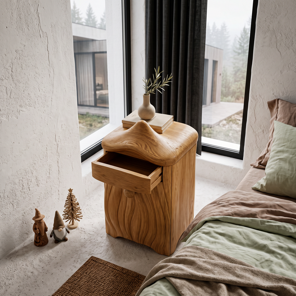 Minimalist Bedside Table with Door Design, solid wood, built to order, view 2