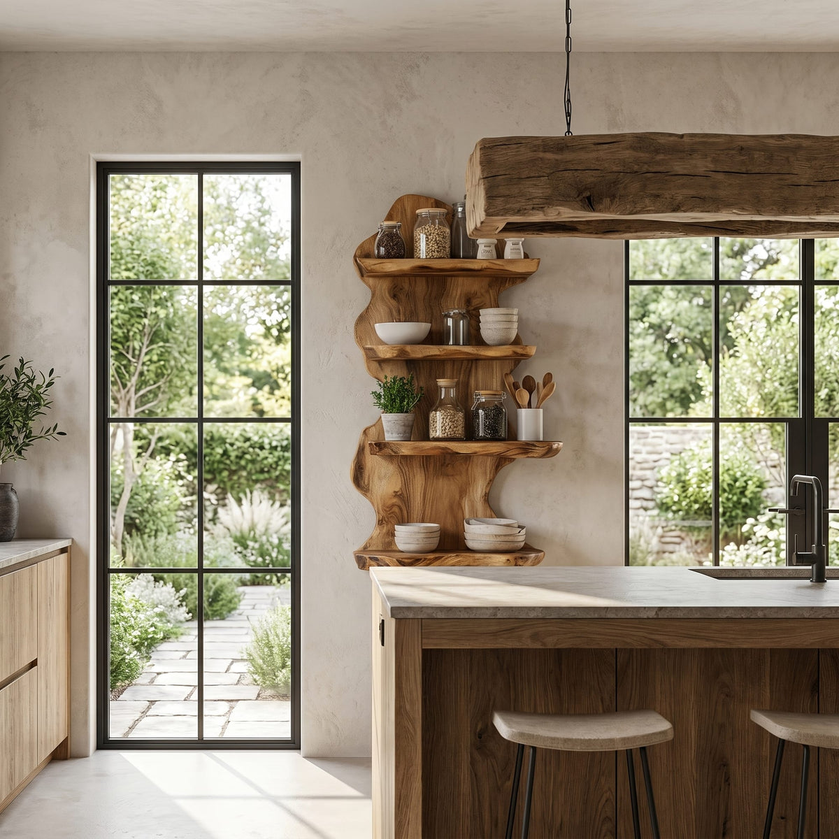 Sculptural Organic Form Floating Shelf