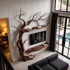 Organic Wall Mounted TV Stand with Sculptural Tree Branch Design, solid wood, built to order, view 2