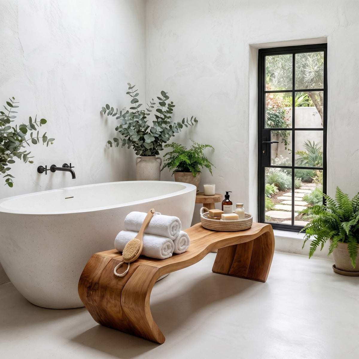Solid Sauna Shower Bench