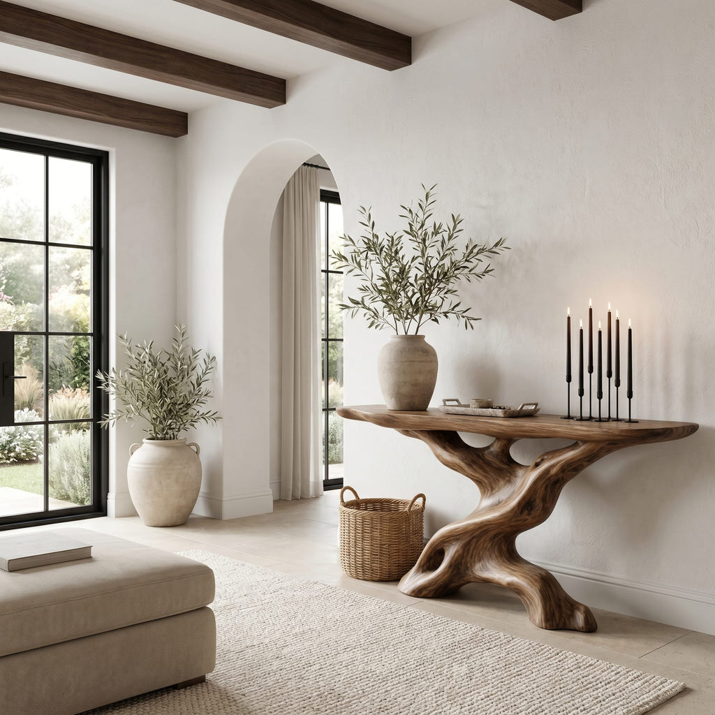 Live Edge Sculptural Sofa Console Table