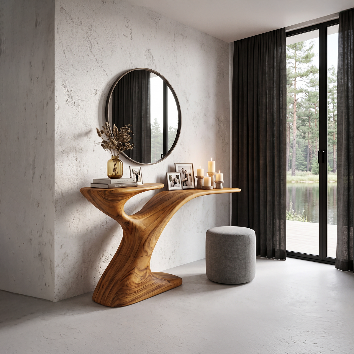 Minimalist Console Table, solid wood, built to order, view 2
